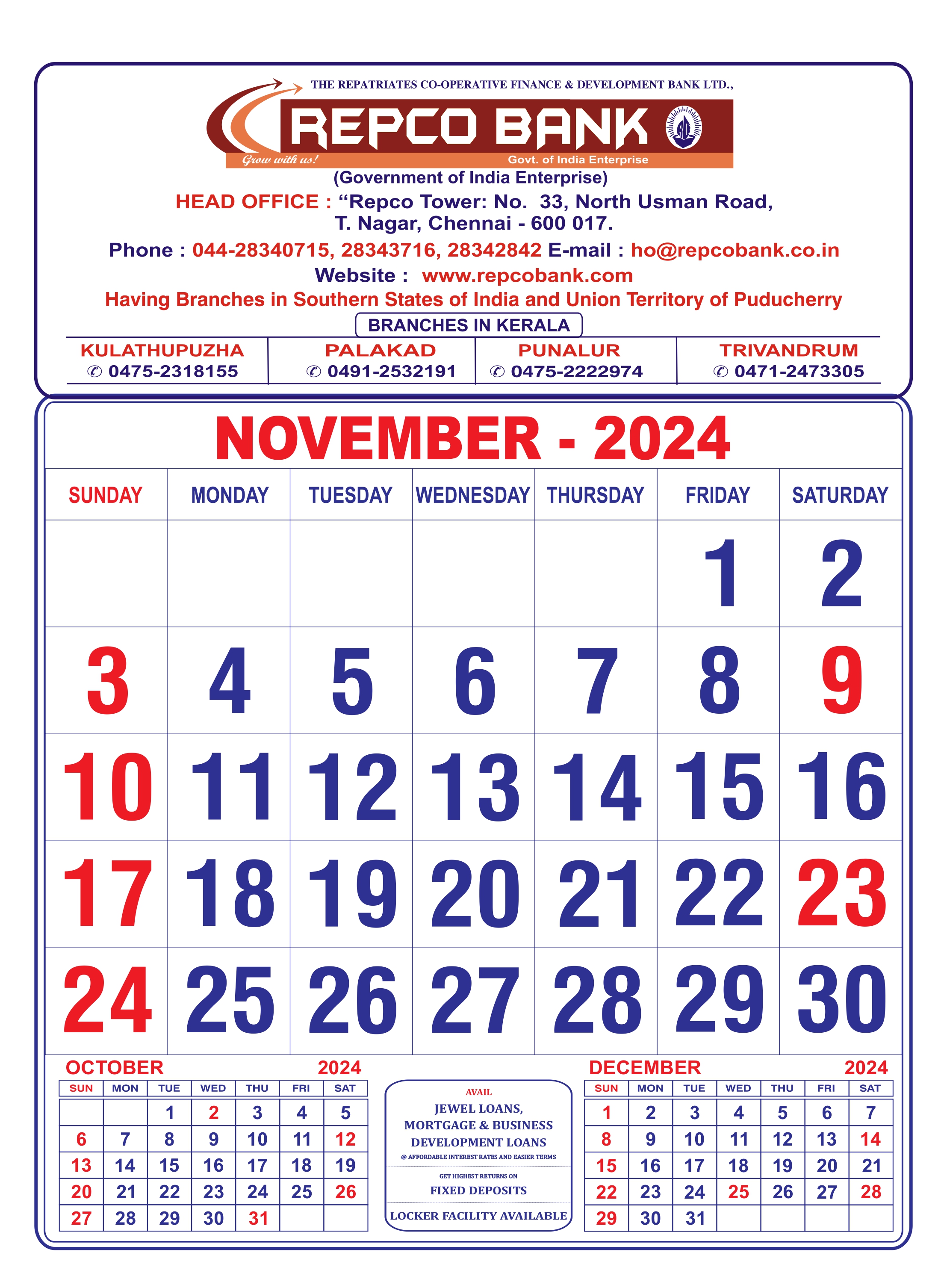 November Calendar